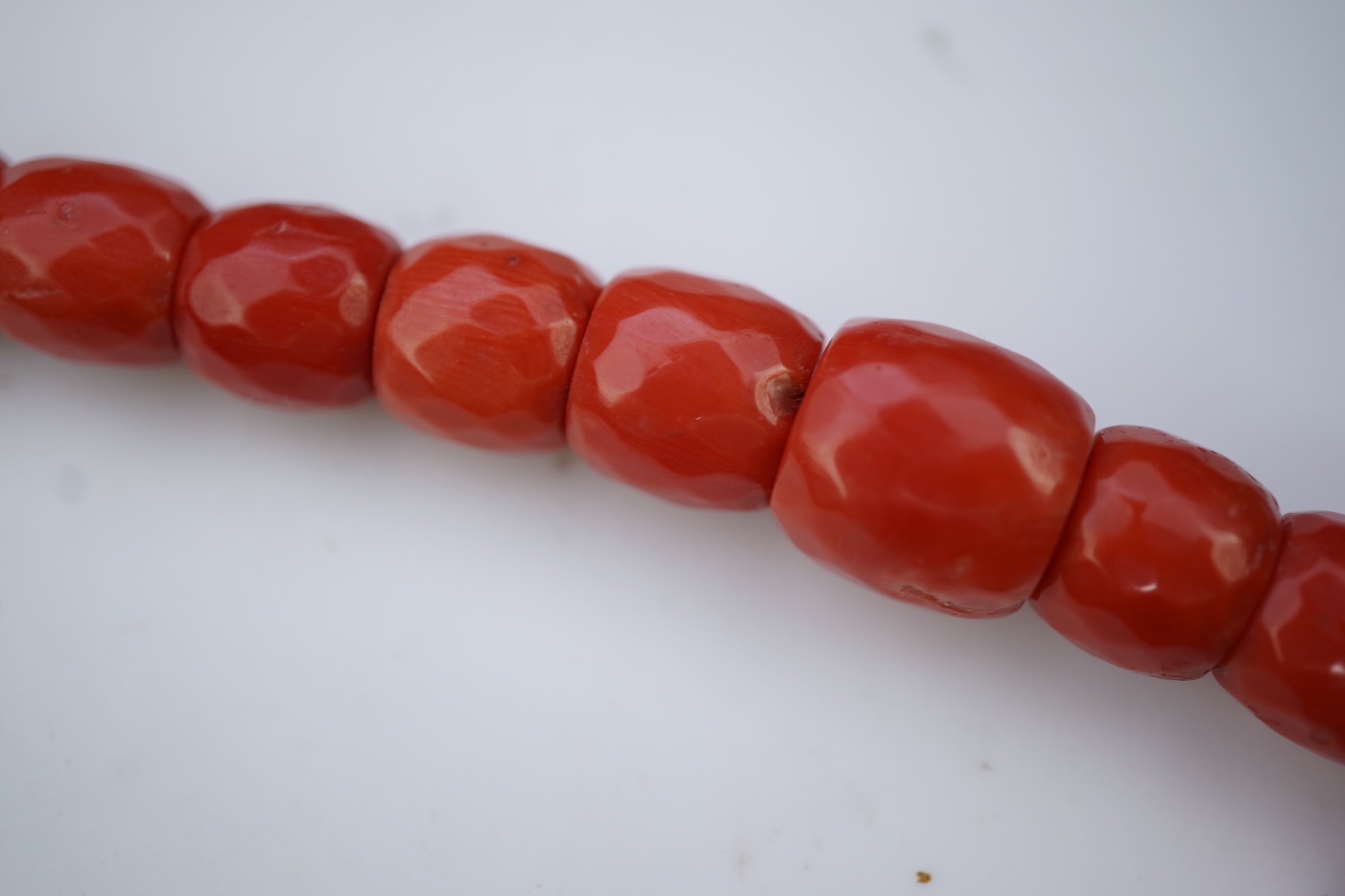 A coral bead necklace, mid 19th century